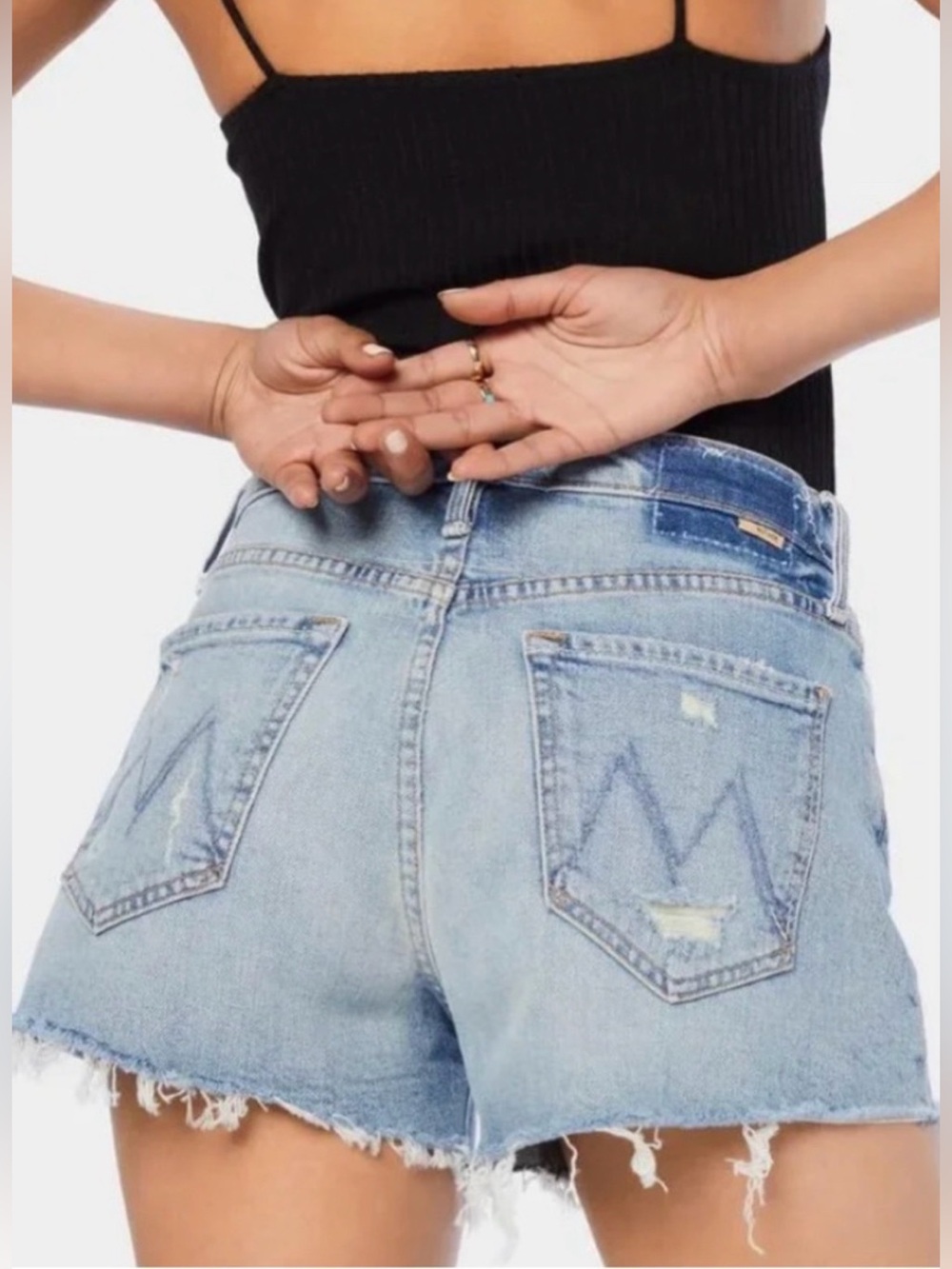 Mother x Anthropologie TomKat Kick Fray Denim Shorts 32